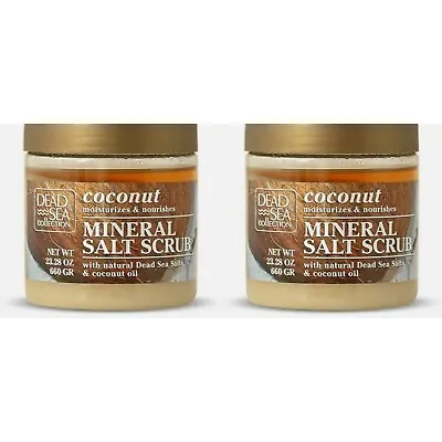 2×Dead Sea Scrub: Mineral Dead Sea Salt & Coconut Oil Bath Body Scrub Large 660g • £11.99