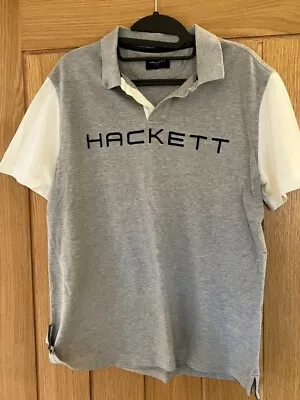 Hackett Golf Mens Polo T Shirt Grey/white Medium • £5