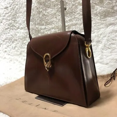 Vintage Old CELINE Leather Shoulder Bag Brown • $268