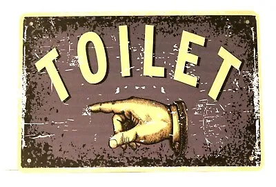 Toilets Toilet This Way Arrow Tin Sign Poster Bar Art Decor Vintage Style Rustic • $8.97
