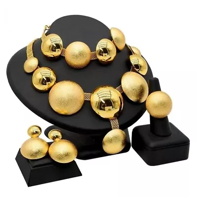 African Jewelry Round Necklace Dubai Golden Parure Wedding Jewelry Set 2024 NEW • $22.77