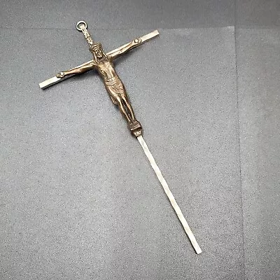Vintage INRI Crucifix Jesus Christ On The Cross 10” Metal Wall Cross • $14