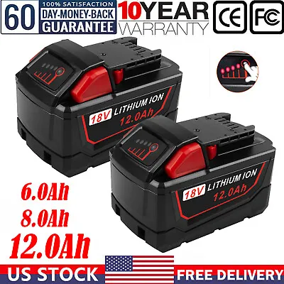 6.0Ah 8.0Ah 12.0AH Battery For Milwaukee For M18 18V Extended Lithium 48-11-1880 • $21.99