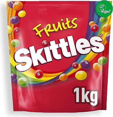 1kg Skittles Vegan Sweets Fruit Chewy Sweets Bulk Sharing Bag Sweets Gift • £8