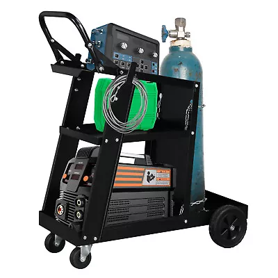 Welder Welding Cart Plasma Cutter MIG TIG ARC Storage Tanks Labor-saving Black • $54.99