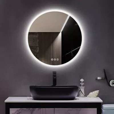 23.6 In Round LED Bathroom Lighted Mirror Bluetooth 3 Colour Wall Vanity Mirror • $146.69