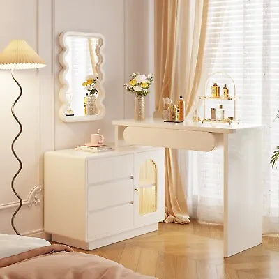 GUYII Dressing Table With LED Mirror Acrylic Chair Set Adjusting Makeup Table • $815.15