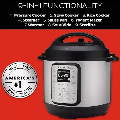 Instant Pot Duo Plus 60 1000W 6 Quart  9-in-1 Pressure Cooker - Silver/Black • $50