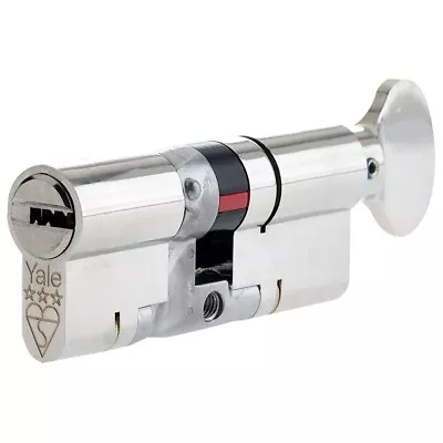 Yale Platinum Anti Snap TS007 3 * Thumb Turn Euro Cylinder Lock 50T/50K Nickel • £25