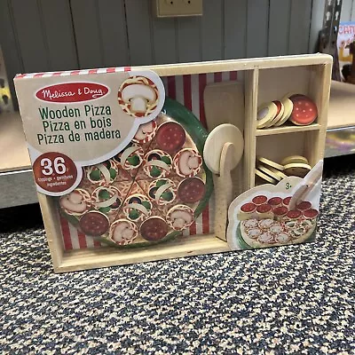 Melissa & Doug Pizza Party Wooden Play Food Set With 6 Slices 36 Toppings + More • $20