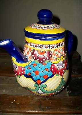 Talavera Mexican Pottery  9 Inch Coffee / Tea Pot     Lead Free   H. Mexico • $22.99