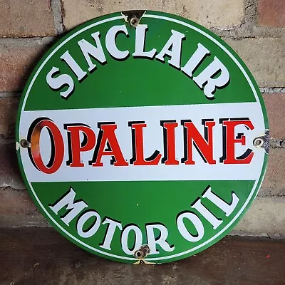 Old Vintage Sinclair Opaline Gasoline Porcelain Gas Station Motor Oil Sign 12  • $138.99