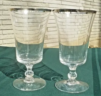 Vintage Platinum Rimmed Fostoria Sheffield Iced Tea / Water Glasses -Set Of Two • $8