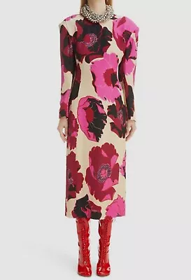 Dries Van Noten Floral Printed Long Sleeve Midi Dress Size:40 FR/8 US $1760 NEW • $389.99