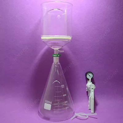 $181.43 • Buy Filtration Set,5000ML Erlenmeyer Flask+3000ML Filter Funnel(3#)+Vacuum Pump