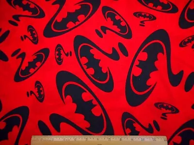 Quilt Fabric By Yard DC Comics Black Batman Emblem Bat-Logo On Red Cotton Vtg #N • $9.99