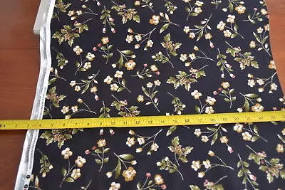 By 1/2 Yd Gold Green Floral Black Flannel Maywood/Flowers Of Forest/8751 B426 • $5.25