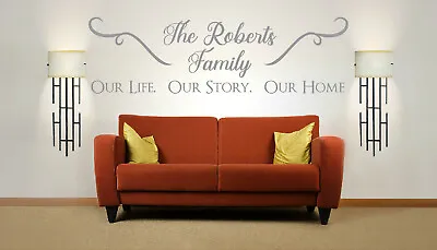 £14.79 • Buy Personalised Family Name 'Our Life. Our Story. Our Home Wall Sticker Mural Decal