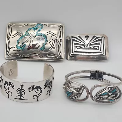 157 Gram Native American Sterling Silver & Turquoise Jewelry Navajo Zuni Vintage • $125