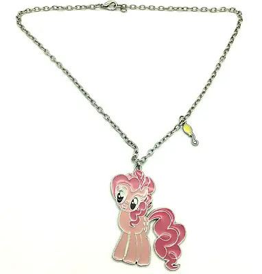 Vtg My Little Pony Cartoon Pendant Necklace Pink Pie 2014 Hasbro Silver Tone • $8.99