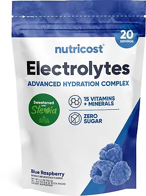 Nutricost Electrolytes Powder Hydration Packets (Blue Raspberry) 20 Servings • $21.98