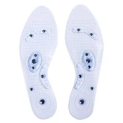 Gel Pads Therapy Acupressure Foot Feet Care 1 Pair Magnetic Massage Shoe Insoles • £3.35