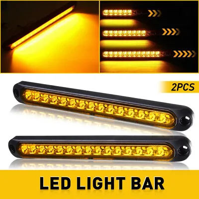 2 LED Strip Truck Trailer Tail Brake Light Bar Amber Sequential Turn Signal Lamp • $14.99