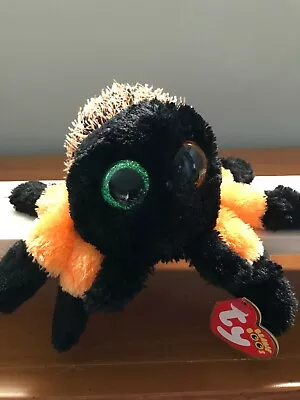 HALLOWEEN HAIRY The SPIDER BLACK / ORANGE Ty Beanie Boos -  BNWT  - 6   • $29.90