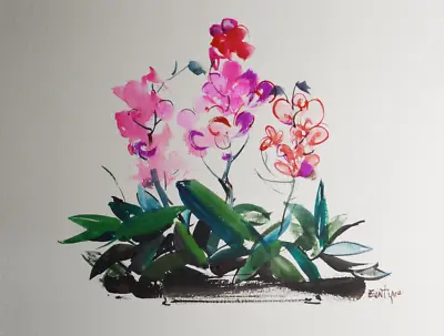 $25 • Buy EUNTIQUE - Original Flower Painting By American Artist EUNTIQUE