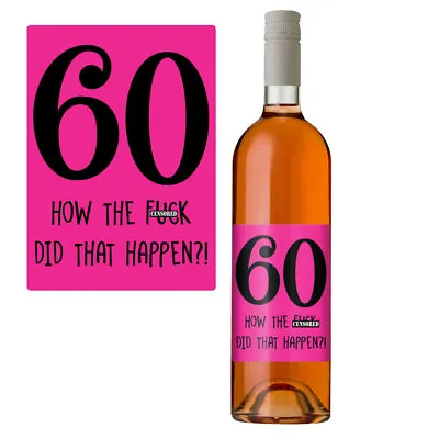 £3.25 • Buy Funny 60th Birthday 60 Today Wine Bottle Label Gift For Her Women In Pink