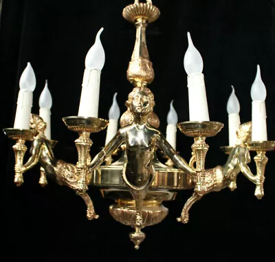 Vintage French Bronze Caryatid Figural Chandelier Lamp N2 • $1540