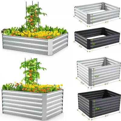 Quictent Outdoor Metal Raised Garden Bed Galvanized Planter Vegetable Grow Box • $64.98