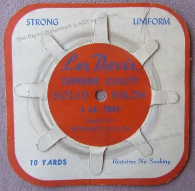 Vintage Les Davis Solid Dupont Nylon Fishing Line On Card Supreme 3 Lb 10 Yds • $8