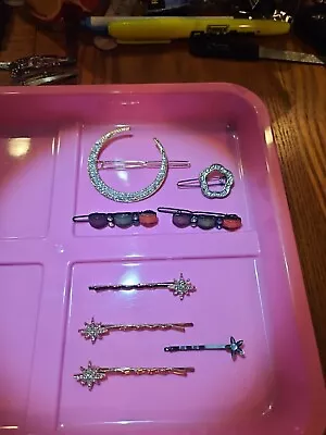 Lot Of Hair Barrettes  And Pins Vintage To Now All Metal With Rhinestones  • $9.99