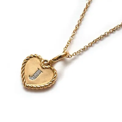 New DAVID YURMAN Heart Initial  J 18K Yellow Gold & Diamond 18  Necklace • $625