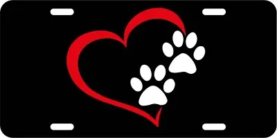 Pet Paws With Heart - Aluminum License Plate Tag Cat Dog • $12.99