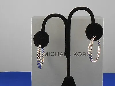 Michael Kors Sterling Silver CURB LINK 1 1/4  1.25  Hoop Earrings MKC1385AA $175 • $55