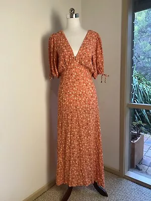 Kivari Dress Size 10 Pink Floral Maxi Boho Viscose • $30