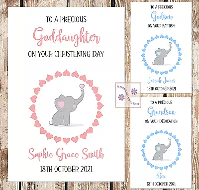 £3.25 • Buy Personalised Christening Card Godson Goddaughter Grandson Granddaughter Boy Girl