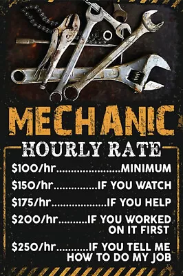 MECHANIC Warning Garage Rustic Vintage Metal Tin Signs Man Cave Shed & Bar • $9.99