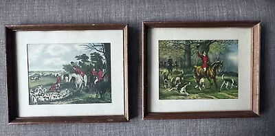 Two Vintage Fox Hunt Prints -  Framed 11” X 9” • $40