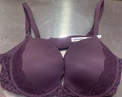 Victoria Secret Bra Size34CPush Up Solid Mauve Lace Trim Underwire Body By New • $24.99