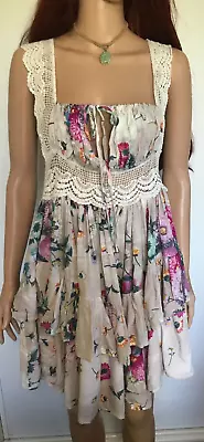$39 • Buy JAASE Ladies Bohemian Floral Spell Crochet Lace Trim Ruffle Backless Dress-S/M