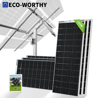 ECO-WORTHY 200W 400W 800W 1000W Watt Bifacial Solar Panel Kit &Tracking Bracket • $153.80