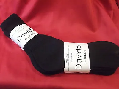 Mens Socks Casual Made In Italy 100%cotton 4 Pair Black Solid Davido Socks 10-13 • $11.50