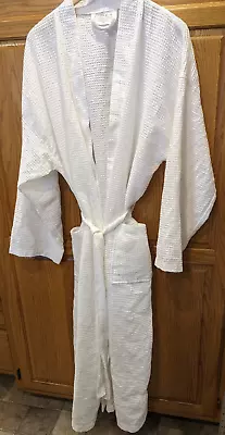 Chakir Linen White Ladies Spa Waffle Knit Robe Full Length Pockets Turkey 2XL • $38.75