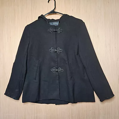 Zara Jacket Hoodie Womens Small Black Embellished 3 Button Closure Steampunk Top • $1.99