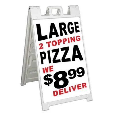 LARGE 2 TOPPING PIZZA $8.99 Signicade 24x36 Aframe Sidewalk Sign Banner Decal • $128.20