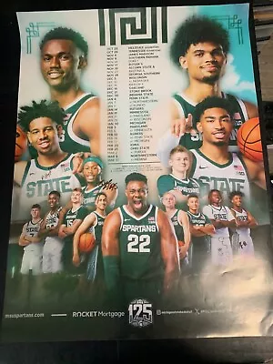 SIGNED AUTOGRAPHED 2023-24  Michigan State Spartans Basketball Schedule Poster • $64.99