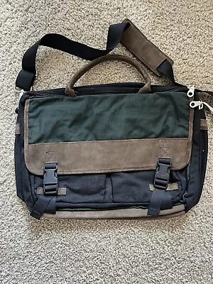 Vintage Eddie Bauer Large Leather Messenger Bag Briefcase 17x12 In • $30